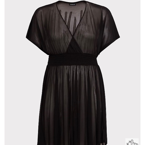 Black Mesh Dolman Dress Swim Cover Up - Picture 3 of 4